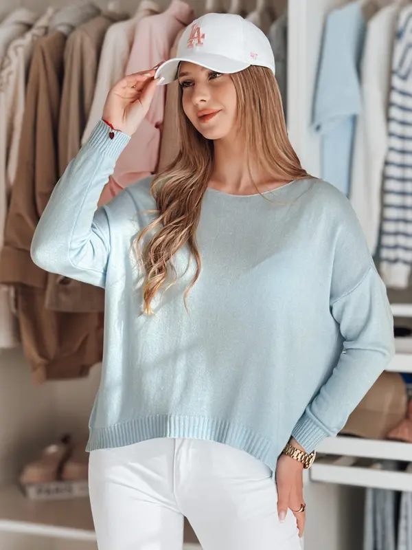DStreet Ženski oversized pulover SENZIA, svetlo moder