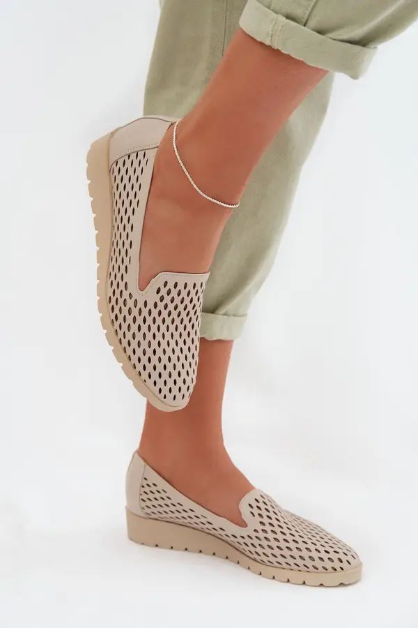 Boto Ženski perforirani mokasini bež Flariette