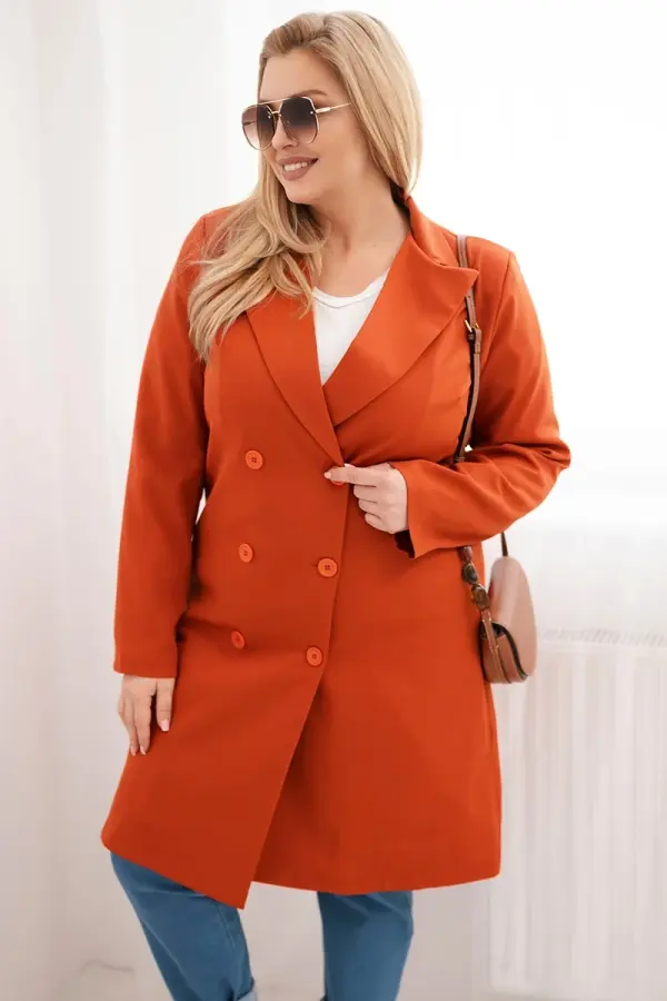 Kesi Włoski Ženski plašč Kesi Plus Size z dvojnim zapenjanjem