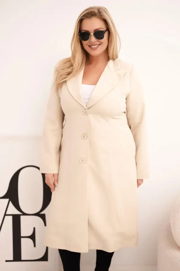 Kesi Włoski Ženski plašč Kesi Włoski Classic Plus Size bež barve