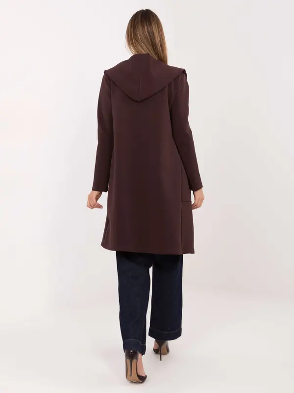 Factory Price Ženski plašč s kapuco, temno rjave barve