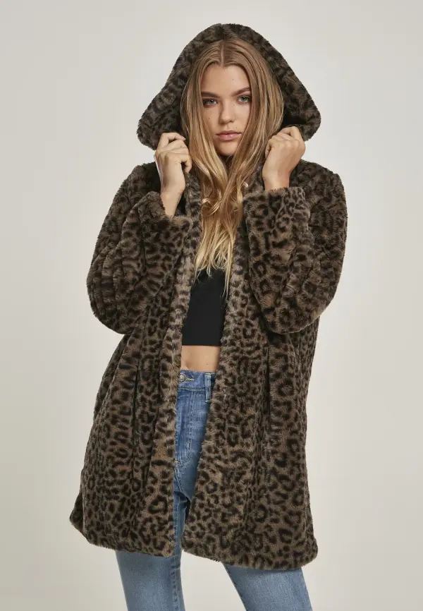 Urban Classics Ženski plašč z leopardjim vzorcem