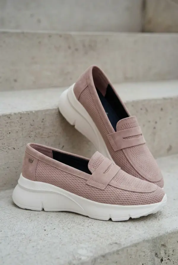 VINCEZA Ženski platformni mokasini Vinceza bež