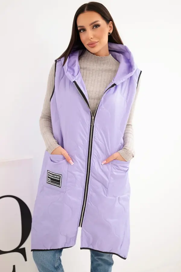 Kesi Włoski Ženski prešit brezrokavnik Kesi Vlaska za večje velikosti s kapuco