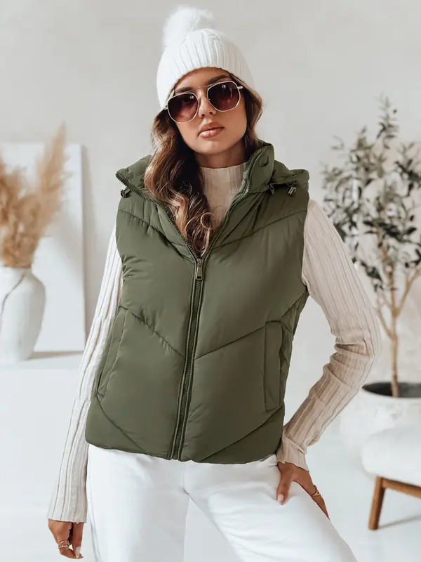 DStreet Ženski prešit brezrokavnik LIKEHUGS zelene barve