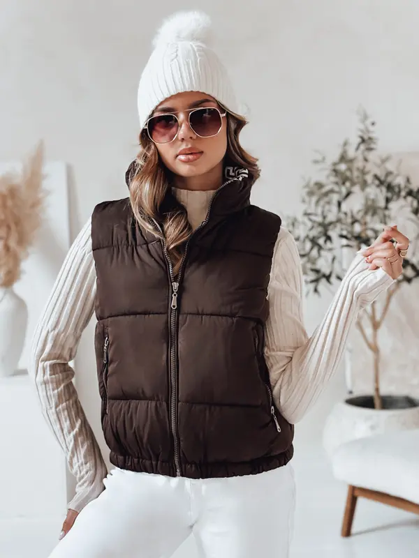 DStreet Ženski prešit brezrokavnik URBANELLE rjave barve