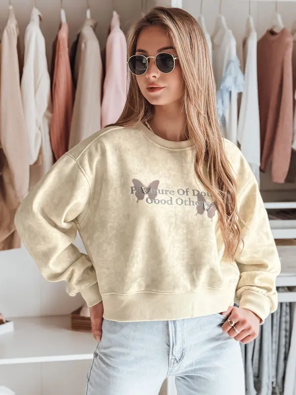 DStreet Ženski prevelik pulover s tie-dye vzorcem in metulji