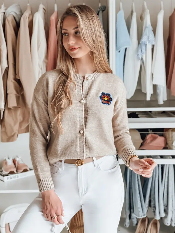 DStreet Ženski pulover AMELIE z vezenjem, bež