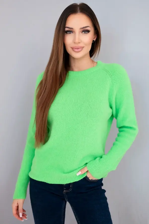 Kesi Włoski Ženski pulover iz alpake za dojenčke, neonsko zelen