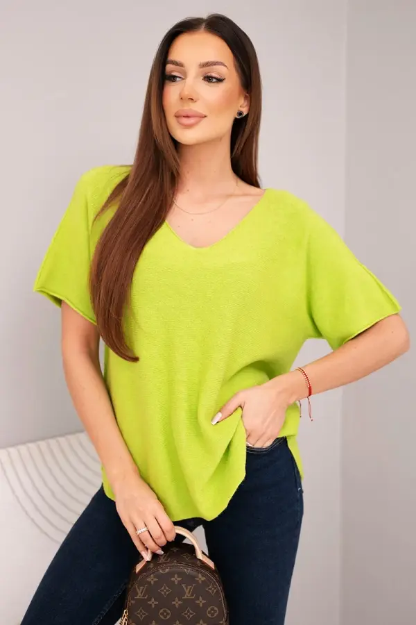 Kesi Włoski Ženski pulover s kratkimi rokavi in ​​V-izrezom