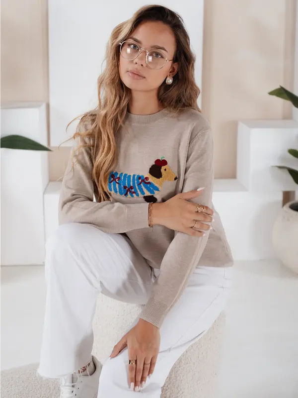 DStreet Ženski pulover z aplikacijo pasjega CHICPAWS