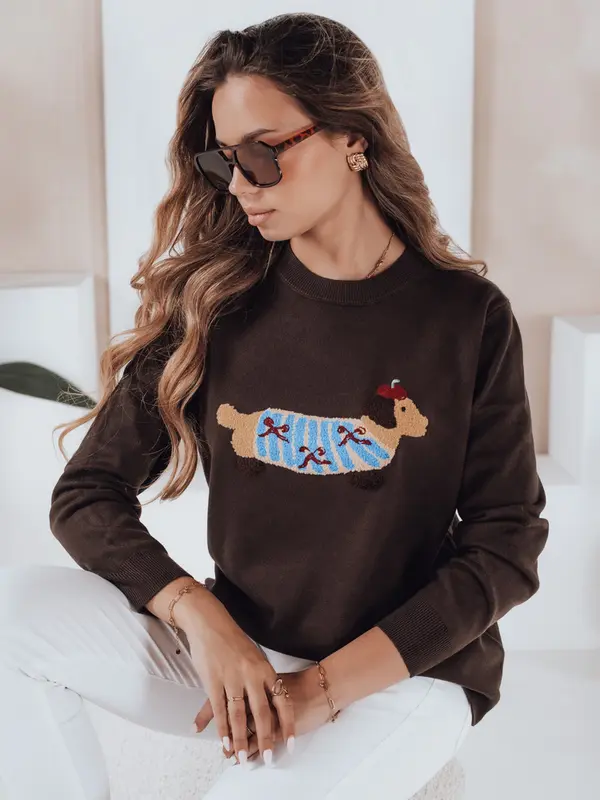 DStreet Ženski pulover z aplikacijo pasjega CHICPAWS