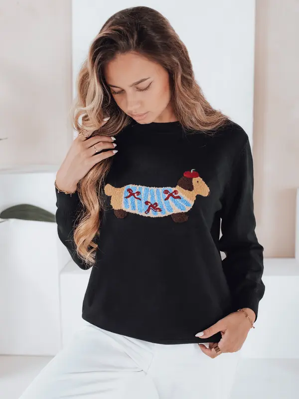 DStreet Ženski pulover z aplikacijo pasjega CHICPAWS