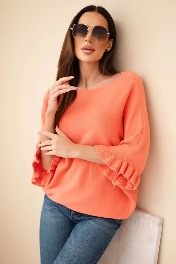 Kesi Włoski Ženski pulover z netopirskimi krili in okroglim izrezom