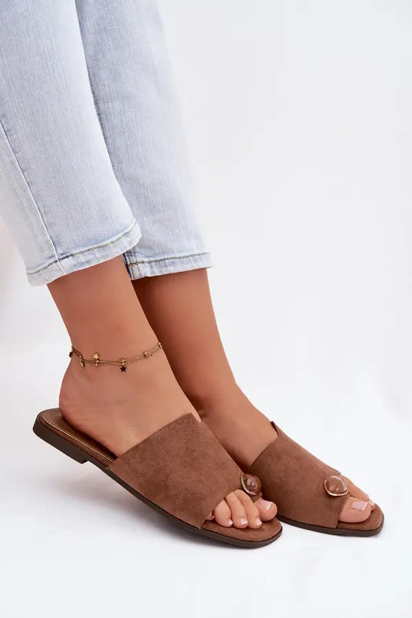 Boto Ženski rjavi copati iz eko semiša