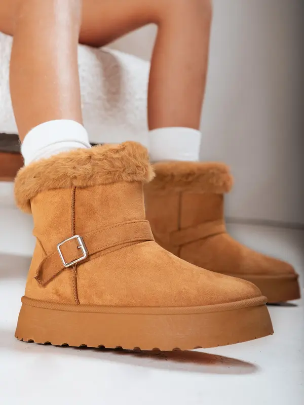 DStreet Ženski rjavi snežni škornji s krznom