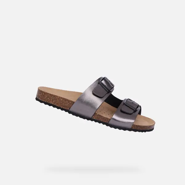 GEOX Ženski sandali Geox Brionia srebrne barve