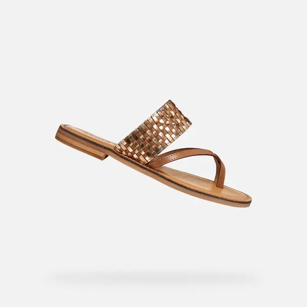 GEOX Ženski sandali Geox Maddalusiac - rjavi