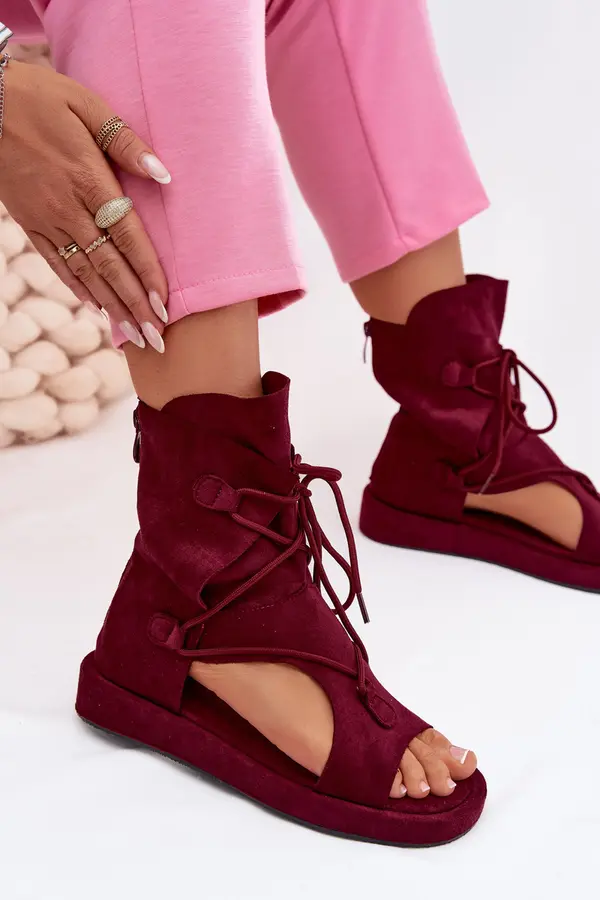 Boto Ženski sandali iz eko semiša z visokim paščkom