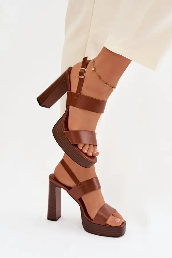 Boto Ženski sandali s peto iz eko usnja