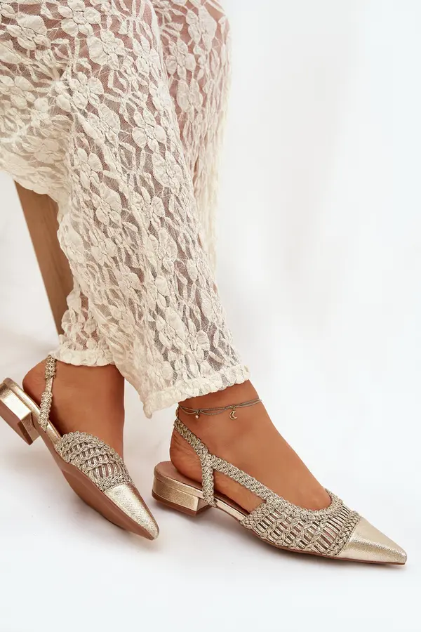 Boto Ženski sandali s pletenim blokom zlate barve Nivorra