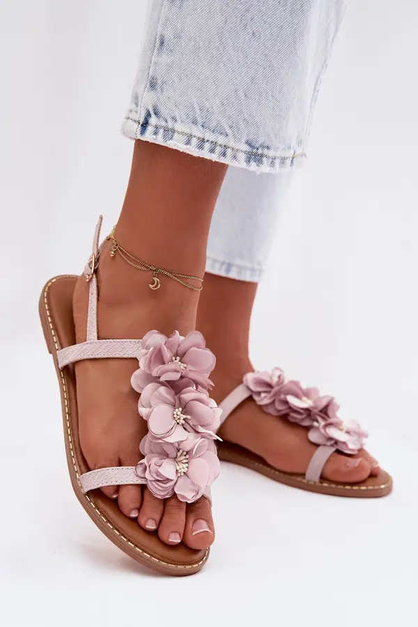 Boto Ženski sandali z rožami, vijolični Noemia