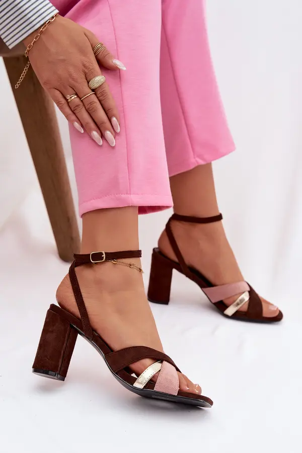 Boto Ženski sandali z visoko peto iz eko semiša