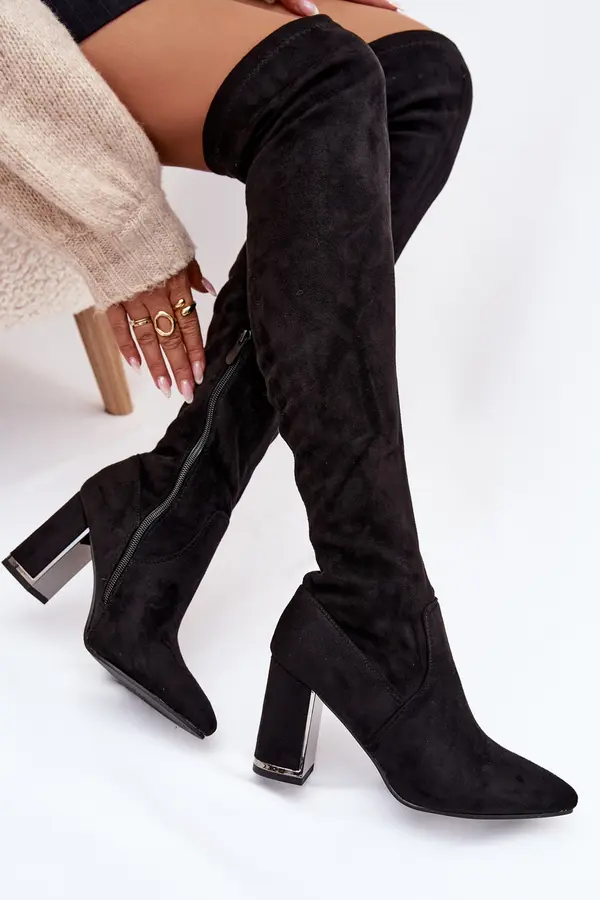 Boto Ženski škornji čez kolena iz eko semiša