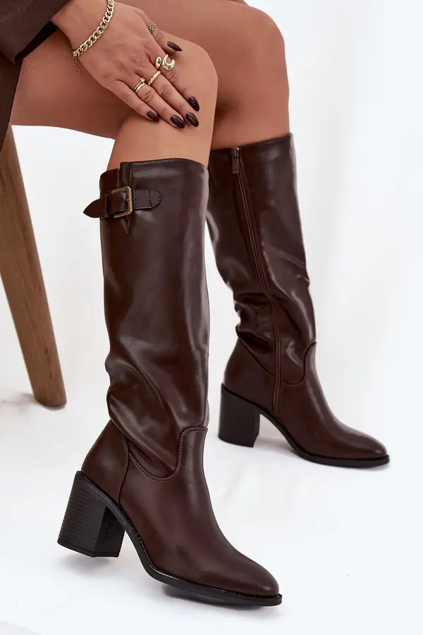 Boto Ženski škornji z visoko peto in zaponko