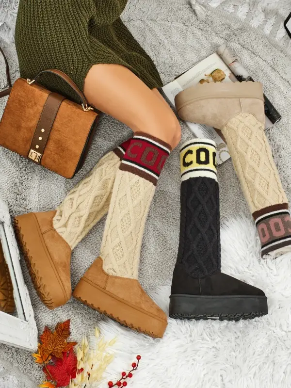 Resti Ženski snežni škornji Resti High s pletenino Anane