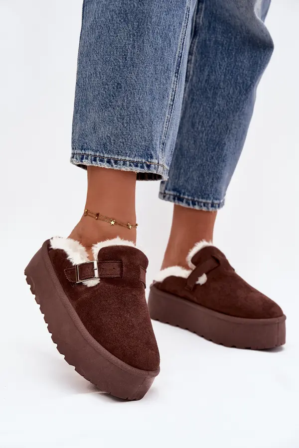 Boto Ženski snežni škornji s krznom in zaponko na platformi