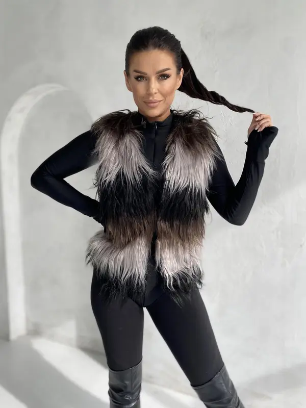 Edoti Ženski telovnik z umetnim krznom