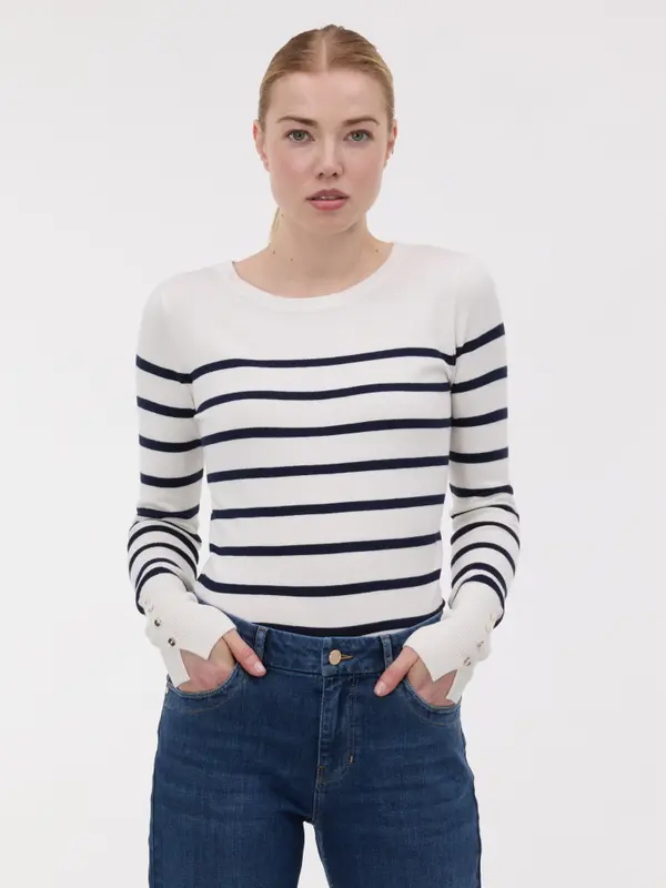 Orsay Ženski temno moder črtast pulover ORSAY