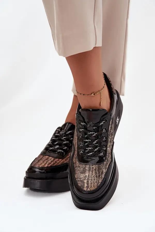 ARTIKER Ženski usnjeni čevlji s platformo in vezalkami Artiker