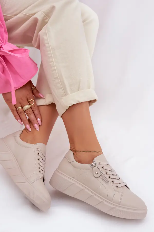 EVENTO Ženski usnjeni mokasini Evento z zadrgo