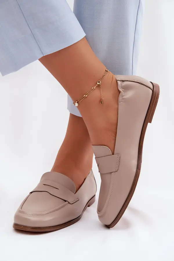 VINCEZA Ženski usnjeni mokasini Vinceza bež barve