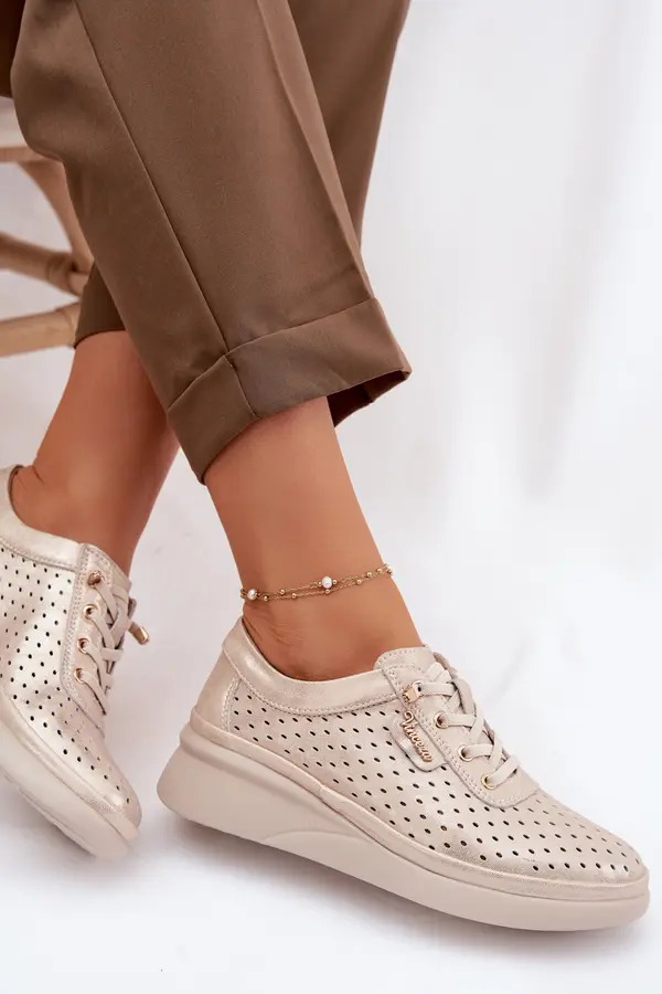 VINCEZA Ženski usnjeni mokasini z odprtim vzorcem Vinceza