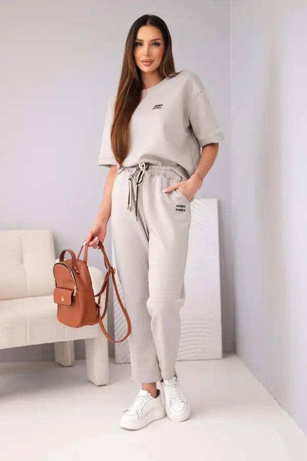 Kesi Włoski Ženski viskozni komplet Kesi v temno bež barvi