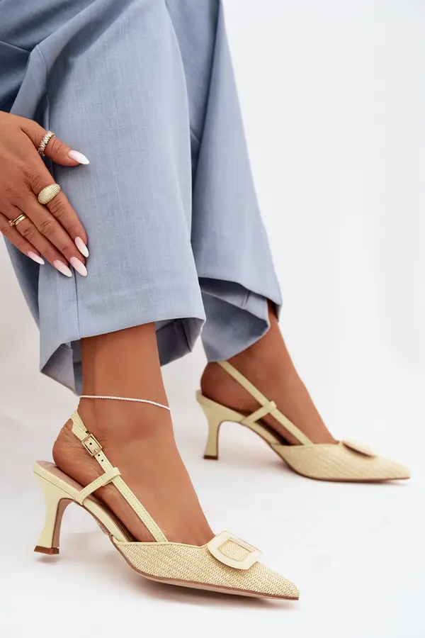 Boto Ženski visoki sandali z okrasnim elementom, rumeni