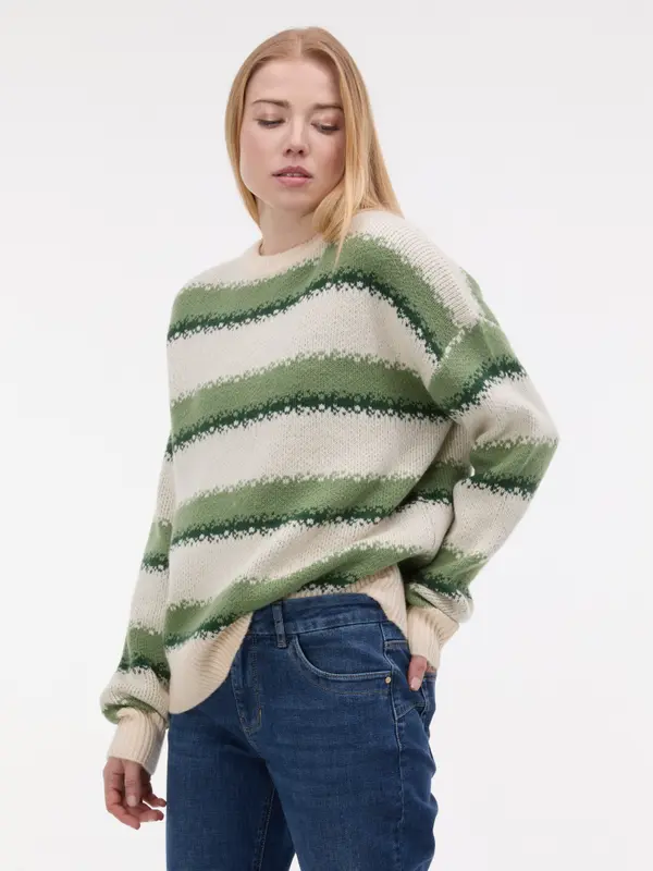 Orsay Ženski zeleni črtasti pulover ORSAY