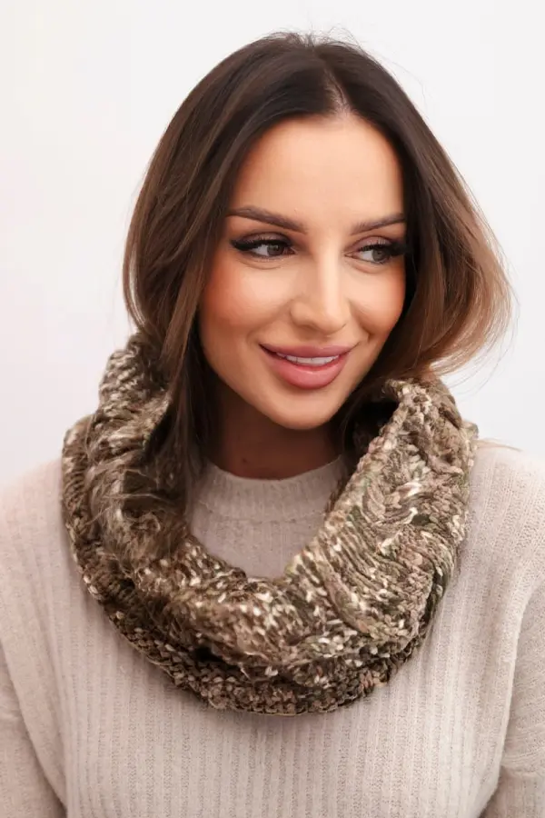 Kesi Ženski zimski šal KN25 kaki+fango