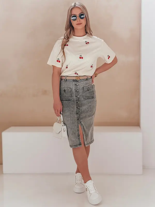 DStreet Žensko jeans midi krilo GUZIKOVA