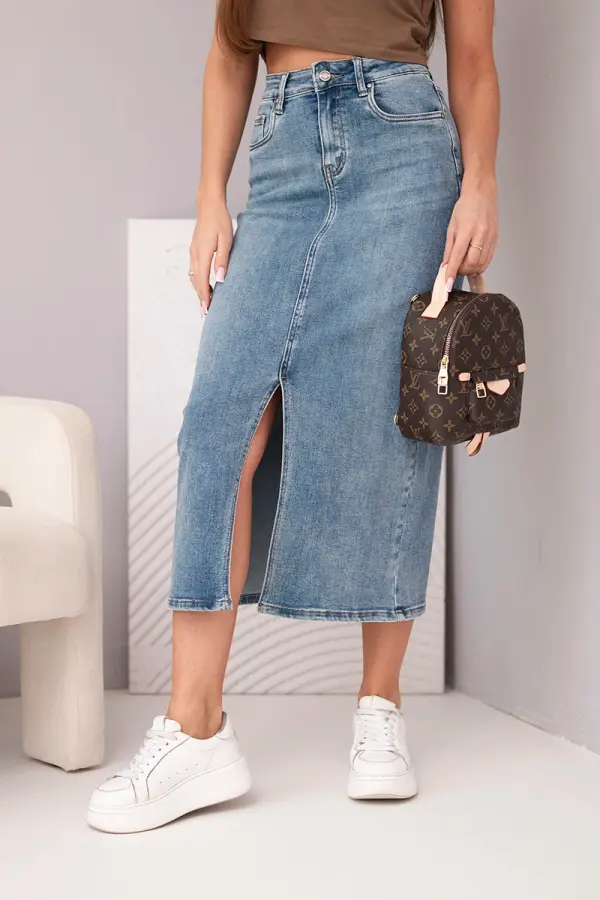Kesi Włoski Žensko jeans midi krilo s sprednjim razporkom