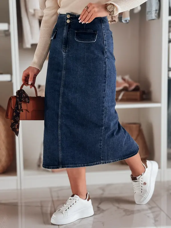 DStreet Žensko jeans midi krilo z razporkom