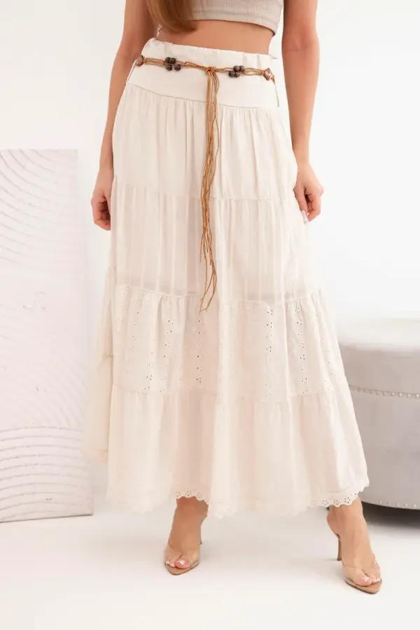 Kesi Włoski Žensko maksi krilo z vezenim odprtjem in elastičnim pasom