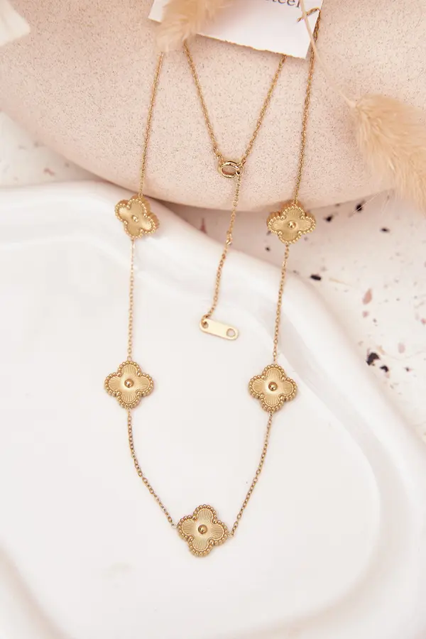 Boto Zlata ogrlica iz nerjavečega jekla s cvetjem