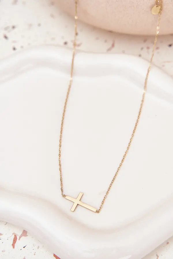 Boto Zlata ogrlica s križcem iz kirurškega jekla
