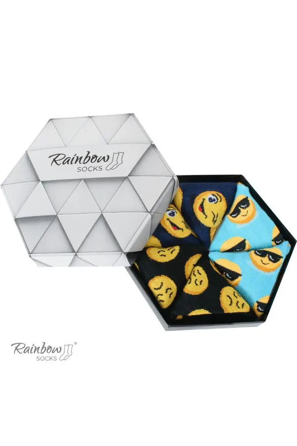 ZOOKSY/RAINBOW SOCKS ZOOKSY/RAINBOW SOCKS Rainbow Socks Emoticons Smiley Sadness Brainy 3 Pairs