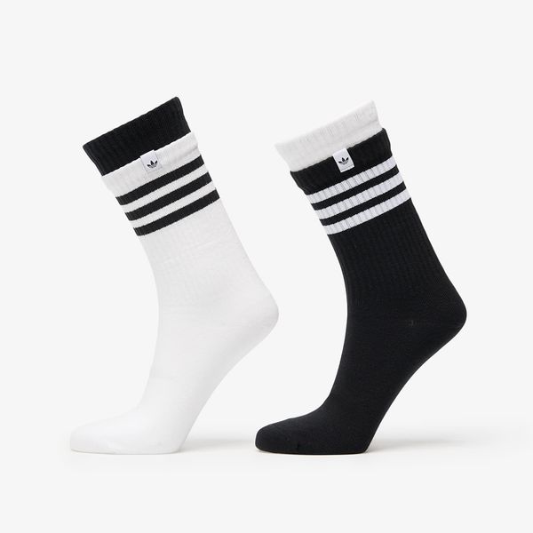 adidas Originals adidas 3 Stripes 2 Layer Crew Socks 2-Pack Black/ White M