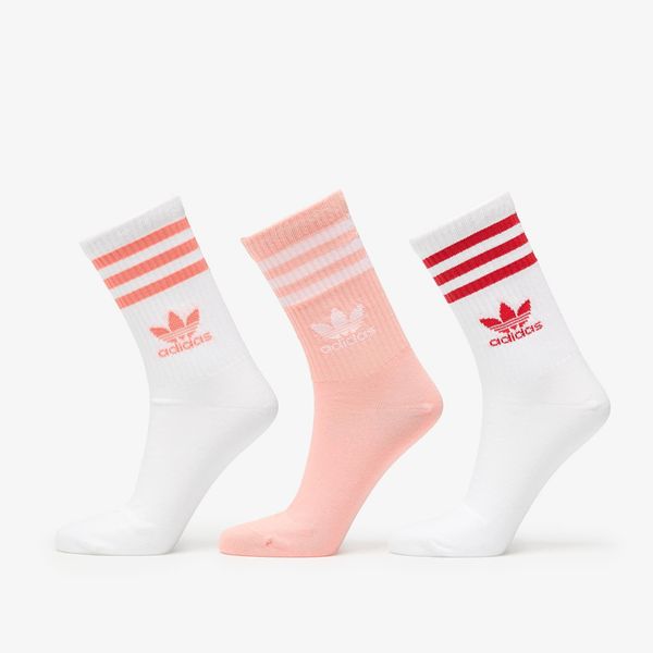 adidas Originals adidas 3 Stripes Crew Sock 3-Pack White/ Glow Pink/ White M